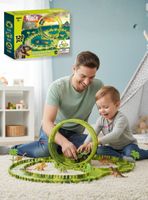Pista Carreras de Autos Juguete Flexible Armables Dinosaurio 120 Piezas para Niños