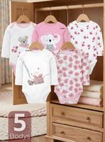 Pack 5 Bodys Manga Larga 100% Algodón Bebé Niña Koala Dreamer