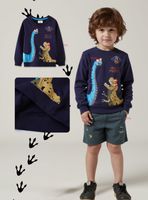 Polerón Algodón Cuello Redondo Niño Azul Dinosaurio