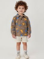 Polera Piqué Manga Larga Niño Estampado Dinosaurios Marrón