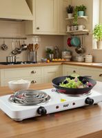 Cocina Eléctrica 2 Platos 2000W Cocinilla Portátil Blanco