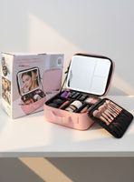 Estuche Maquillaje 2 en 1 Bolso Cosmetiquero Con Espejo Luz Led Organizador