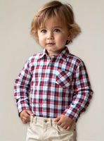 Camisa Huaso Cuadrillé Cuadros Manga Larga 100% Algodón Azul y Blanco Casual