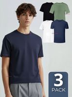 Pack 3 Camisetas Poleras 100% Bambú Básicas Elástica Hombre Colores Surtidos