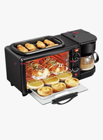 Maquina Desayuno Multifuncional 3 En 1 Horno Cafetera Sartén antiadherente