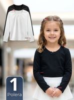 Camiseta Polera Algodón Cuello Redondo Primera Capa Manga Larga Colores Surtidos Niñas