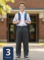 Pak 3 Pantalones Escolares Colegio Clásico Gris Niño Juvenil
