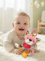 Juguete Peluche Animales Sensorial Mordedor Y Sonajero Diseño Gatico para Niña y Niño