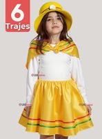 Pack 6 Traje Nortino Amarillo 4 Piezas Niñas Fiestas Patrias Baile Nortino