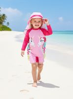 Traje de Baño Enterito Cremallera Manga Larga Con Gorro para Niñas 1 a 5 años Pink Unicorn