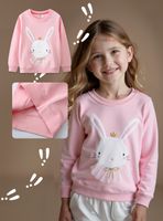 Polerón Algodón Cuello Redondo Niña Rosado Conejito