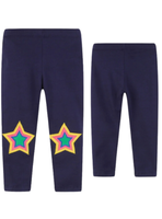 Calzas Niña Azul Oscuro Estrella De Colores Jump Kids 100% Algodón