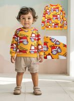 Polerón Algodón Cuello Redondo Niños Mostaza Bomberos