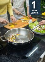 Sartén Wok Acero Inoxidable Antiadherente Para Saltear Freír 34cm