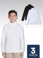 Pack 3 Camisetas Polera Beatle Algodón Niño Primera Capa Cuello Alto Blanco Y Negro