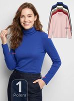 Camiseta Polera Bambú Primera Capa Cuello Beatle Manga Larga Colores Surtidos de Mujer