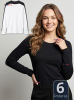 Pack 6 Camisetas Poleras Polar Primera Capa Manga Larga Color Surtidos Mujer