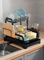 Secador Escurridor Para Platos Loza Vajilla 2 Niveles Drenaje Automático