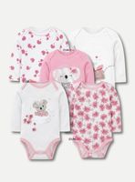 Pack 5 Bodys Manga Larga 100% Algodón Bebé Niñas Koala Dreamer