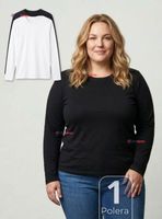 Camiseta Polera Polar Primera Capa Manga Larga de Color Surtidos Mujer