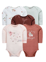 Pack 5 Bodys Tedmimak Niña Manga Larga Pajaritos 100% Algodón