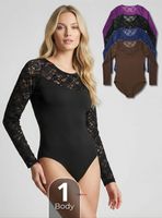 Body Manga Larga Con Encaje Bambú Mujer Color Surtido