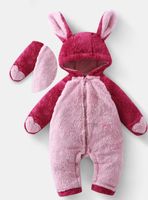 Enterito Con Capucha Polar Bebé Conejito Rosado