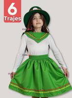 Pack 6 Traje Nortino Verde 4 Piezas Niñas Fiestas Patrias Baile Nortino
