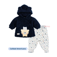 Set Invierno 2 Piezas Polerón y Pantalón Niño Oso Azul Oscuro Tedmimak