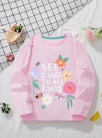 Polera Algodón Manga Larga Niña Camiseta Flores Rosado