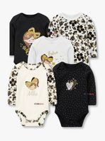 Pack 5 Bodys Manga Larga 100% Algodón Bebé Niña Golden Magic