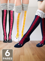 Pack 6 Calcetines Pata de Gallina Mujer Largos Colores Surtidos