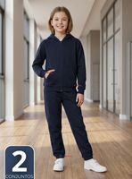 Pack 2 Conjuntos Escolares Buzo Pantalón Y Polerón 100% Algodón Niña Unisex  Color Azul 3 a 16 años