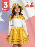 Pack 3 Traje Nortino Amarillo 3 Piezas Niña Fiestas Patrias