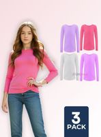 Pack 3 Camiseta Cuello Redondo Polar NIña juvenil Colores Surtidos