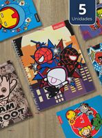 Pack 5 Cuadernos Universitarios Marvel Heroes de 100 Hojas Proarte Diseños Surtidos