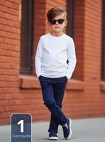 Camiseta Algodón Manga Larga Polera Primera Capa Blanco Niño