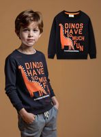 Polerón Algodón Cuello Redondo Niño Negro Dinosaurio