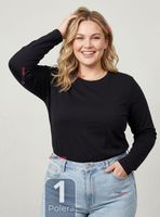 Camiseta Polera Polar Primera Capa Color Negro Manga Larga Mujer