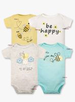 Pack 4 Bodys Niñas Manga Corta Tedmimak 100% Algodón Little bee