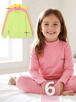 Pack 6 Poleras Camisetas Básica Polar Primera Capa Cuello Beatle Manga Larga Colores Surtido Niñas