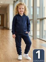 Conjunto Escolar Buzo Pantalón Y Polerón 100% Algodón Niña Unisex Azul 3 a 16 años