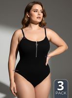 Pack 3 Body Con Cierre Delantero Sin Mangas Ligero y Sutil de Color Surtido Mujer