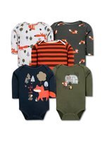 Pack 5 Bodys Niño Manga Larga Tedmimak 100% Algodón Happy Fox