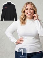 Camiseta Polera Bambú Primera Capa Cuello Beatle Manga Larga Blanco y Negro