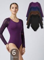 Pack 6 Bodys Cuello Redondo Manga Larga Con Encaje Bambú Mujer Colores Surtidos