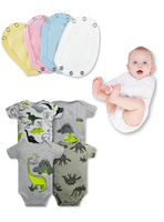 Pack 4 Unidades Extensor Body Bebé +Pack 4 Bodys Algodón Niño Manga Corta Dinosaurios Animados