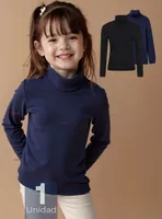 Camiseta Beatle Bambú Escolar Primera Capa Niña Polera Azul y Negro