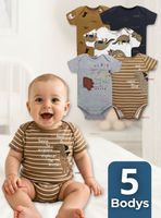 Pack 5 Bodys Niño Manga Corta Tedmimak 100% Algodón Dino Roar