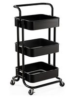 Carrito De Almacenamiento Organizador 3 Niveles Con Ruedas Color Negro